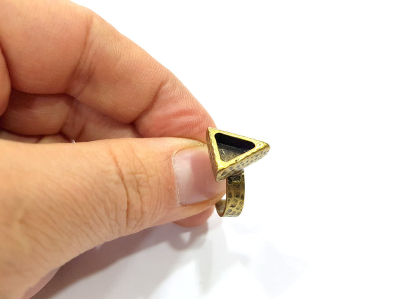 Antique Bronze Ring Blank Setting Cabochon Base inlay Ring Backs Mounting Adjustable Ring Bezel (9x8mm blank) Antique Bronze Plated G16317