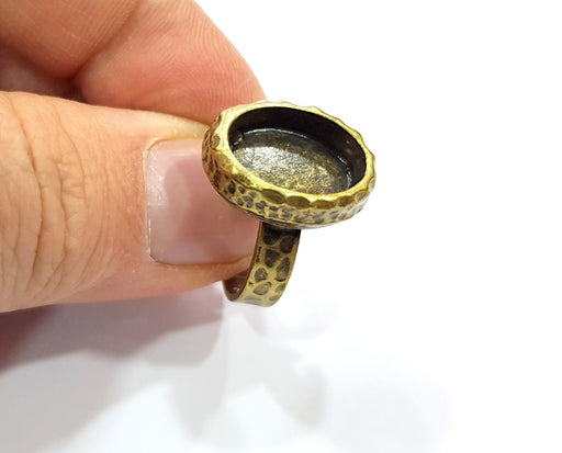 Antique Bronze Ring Blank Setting Cabochon Base inlay Ring Backs Mounting Adjustable Ring Bezel (14x10mm blank) Antique Bronze Plated G16318