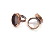 Copper Ring Blank Setting Cabochon Base inlay Ring Backs Mounting Adjustable Ring Base Bezel (18x13mm blank) Antique Copper Plated G16319