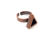 Copper Ring Blank Setting Cabochon Base inlay Ring Backs Mounting Adjustable Ring Base Bezel (9x8mm blank) Antique Copper Plated G16324