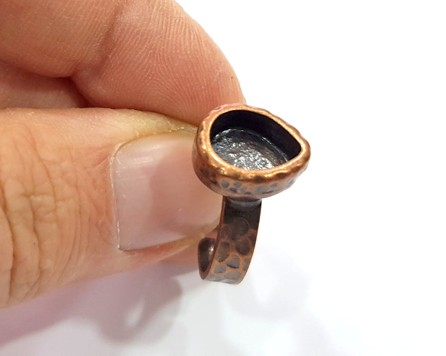 Copper Ring Blank Setting Cabochon Base inlay Ring Backs Mounting Adjustable Ring Base Bezel (14x10mm blank) Antique Copper Plated G16323