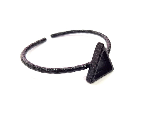Black Bracelet Blank Cuff Bezel Resin Bangle inlay Blank Glass Cabochon Base Bezel Hammered Adjustable Black Bracelet (14x13mm ) G16329