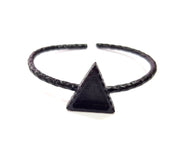 Black Bracelet Blank Cuff Bezel Resin Bangle inlay Blank Glass Cabochon Base Bezel Hammered Adjustable Black Bracelet (14x13mm ) G16329