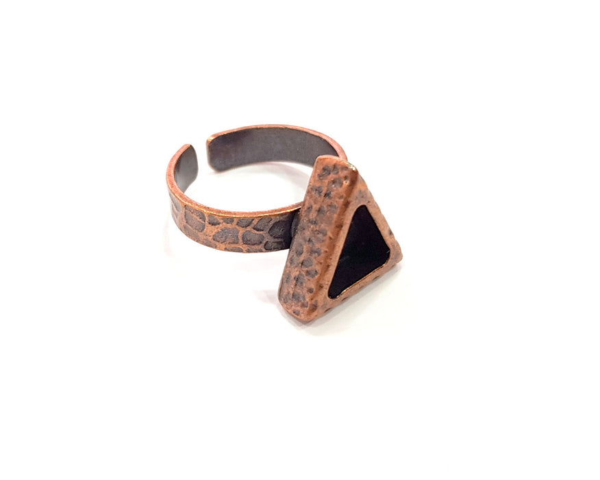 Copper Ring Blank Setting Cabochon Base inlay Ring Backs Mounting Adjustable Ring Base Bezel (7x6mm blank) Antique Copper Plated G16331