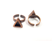 Copper Ring Blank Setting Cabochon Base inlay Ring Backs Mounting Adjustable Ring Base Bezel (7x6mm blank) Antique Copper Plated G16331
