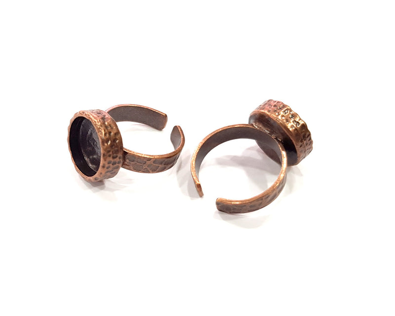 Copper Ring Blank Setting Cabochon Base inlay Ring Backs Mounting Adjustable Ring Base Bezel (12mm blank) Antique Copper Plated G16332