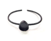 Black Bracelet Blank Cuff Bezel Resin Bangle inlay Blank Glass Cabochon Base Bezel Hammered Adjustable Black Bracelet (18x13mm ) G16336