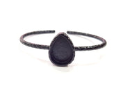 Black Bracelet Blank Cuff Bezel Resin Bangle inlay Blank Glass Cabochon Base Bezel Hammered Adjustable Black Bracelet (18x13mm ) G16336