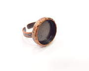 Copper Ring Blank Setting Cabochon Base inlay Ring Backs Mounting Adjustable Ring Base Bezel (18mm blank) Antique Copper Plated G16339