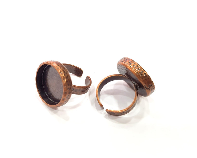 Copper Ring Blank Setting Cabochon Base inlay Ring Backs Mounting Adjustable Ring Base Bezel (18mm blank) Antique Copper Plated G16339