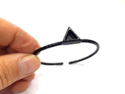 Black Bracelet Blank Cuff Bezel Resin Bangle inlay Blank Glass Cabochon Base Bezel Hammered Adjustable Black Bracelet (9x8mm ) G16341