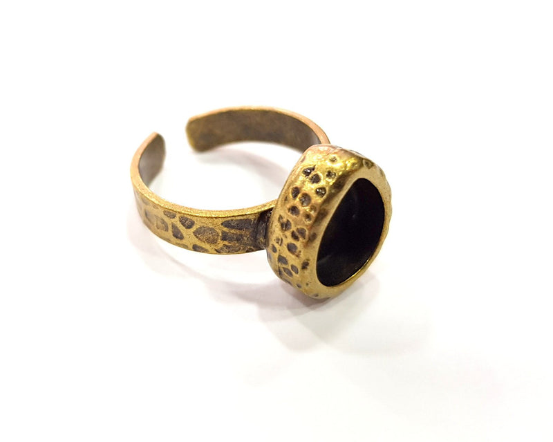 Antique Bronze Ring Blank Setting Cabochon Base inlay Ring Backs Mounting Adjustable Ring Bezel (10x8mm blank) Antique Bronze Plated G16343