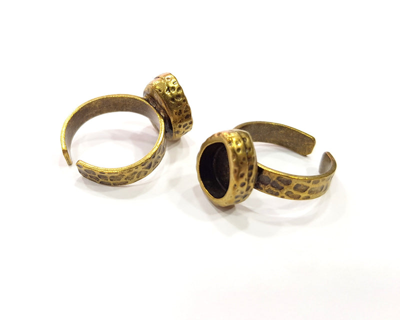 Antique Bronze Ring Blank Setting Cabochon Base inlay Ring Backs Mounting Adjustable Ring Bezel (10x8mm blank) Antique Bronze Plated G16343