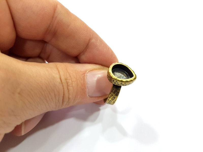 Antique Bronze Ring Blank Setting Cabochon Base inlay Ring Backs Mounting Adjustable Ring Bezel (10x8mm blank) Antique Bronze Plated G16343
