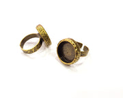 Antique Bronze Ring Blank Setting Cabochon Base inlay Ring Backs Mounting Adjustable Ring Bezel (16mm blank) Antique Bronze Plated G16345