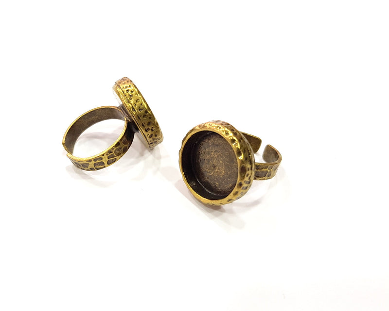 Antique Bronze Ring Blank Setting Cabochon Base inlay Ring Backs Mounting Adjustable Ring Bezel (16mm blank) Antique Bronze Plated G16345