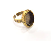Hammered Ring Blank Setting Cabochon Base inlay Ring Backs Mounting Adjustable Ring Bezel (18x13mm blank) Antique Bronze Plated G16346