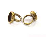 Hammered Ring Blank Setting Cabochon Base inlay Ring Backs Mounting Adjustable Ring Bezel (18x13mm blank) Antique Bronze Plated G16346