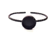 Black Bracelet Blank Cuff Bezel Resin Bangle inlay Blank Glass Cabochon Base Bezel Hammered Adjustable Black Bracelet (16mm ) G16348