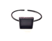 Black Bracelet Blank Cuff Bezel Resin Bangle inlay Blank Glass Cabochon Base Bezel Hammered Adjustable Black Bracelet (20x20mm ) G16349