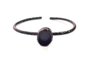Black Bracelet Blank Cuff Bezel Resin Bangle inlay Blank Glass Cabochon Base Bezel Hammered Adjustable Black Bracelet (14x10mm ) G16352