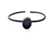 Black Bracelet Blank Cuff Bezel Resin Bangle inlay Blank Glass Cabochon Base Bezel Hammered Adjustable Black Bracelet (14x10mm ) G16352