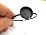 Black Bracelet Blank Cuff Bezel Resin Bangle inlay Blank Glass Cabochon Base Bezel Hammered Adjustable Black Bracelet (22mm ) G16353