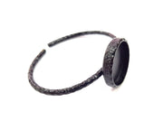 Black Bracelet Blank Cuff Bezel Resin Bangle inlay Blank Glass Cabochon Base Bezel Hammered Adjustable Black Bracelet (22mm ) G16353