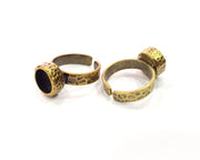 Hammered Ring Blank Setting Cabochon Base inlay Ring Backs Mounting Adjustable Ring Bezel (8mm blank) Antique Bronze Plated G16354