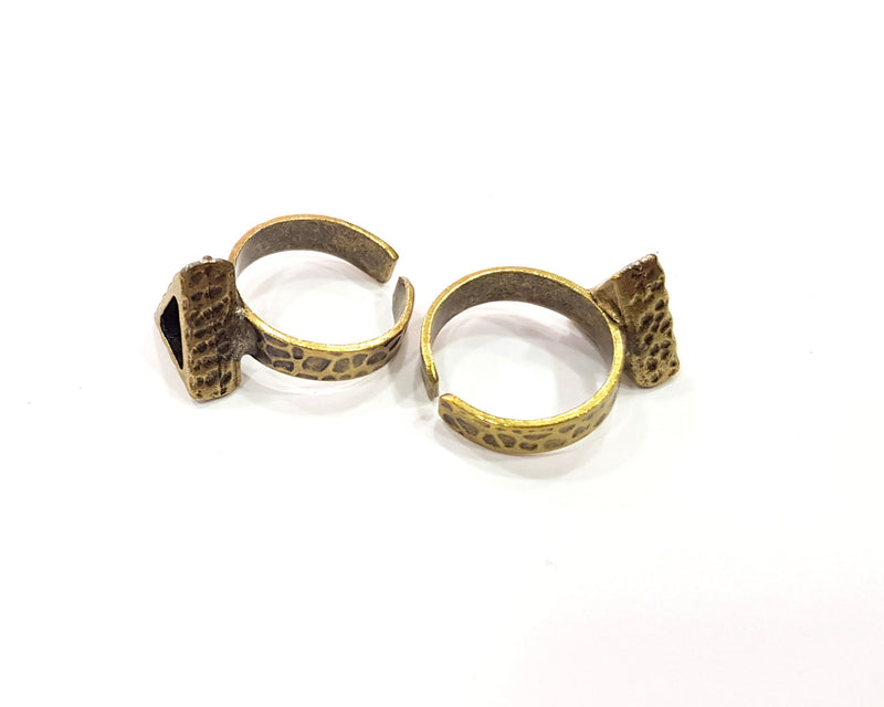 Antique Bronze Ring Blank Setting Cabochon Base inlay Ring Backs Mounting Adjustable Ring Bezel (7x6mm blank) Antique Bronze Plated G16357