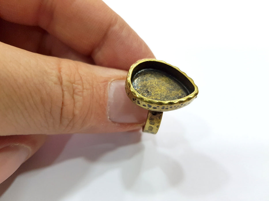 Antique Bronze Ring Blank Setting Cabochon Base inlay Ring Backs Mounting Adjustable Ring Bezel (18x13mm blank) Antique Bronze Plated G16358