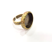 Hammered Ring Blank Setting Cabochon Base inlay Ring Backs Mounting Adjustable Ring Bezel (18mm blank) Antique Bronze Plated G16359