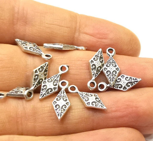 20 Silver Charms Antique Silver Plated Charms Double sided (16x6mm)  G16804