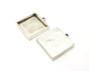 2 Silver Hammered Base Blank inlay Blank Pendant Base Resin Blank Mosaic Mountings Antique Silver Plated Metal (24x24mm blank )  G17130