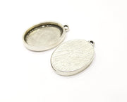 2 Silver Hammered Base Blank inlay Blank Pendant Base Resin Blank Mosaic Mountings Antique Silver Plated Metal (30x22mm blank )  G17131