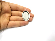 2 Silver Hammered Base Blank inlay Blank Pendant Base Resin Blank Mosaic Mountings Antique Silver Plated Metal (30x22mm blank )  G17131