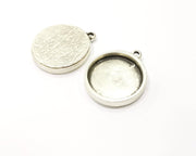 2 Silver Pendant Blank Base inlay Blank Resin Bezel Mosaic Mountings Antique Silver Plated Metal (24 mm blank )  G17135