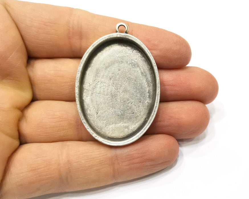 Silver Hammered Base Blank inlay Blank Pendant Base Resin Blank Mosaic Mountings Antique Silver Plated Metal (40x30mm blank )  G17136