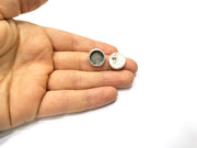 Earring Blank Backs Silver Base Setting Hammered Resin Blank Cabochon Base inlay Mounting Antique Silver Plated (12mm) 1 Pair G17143