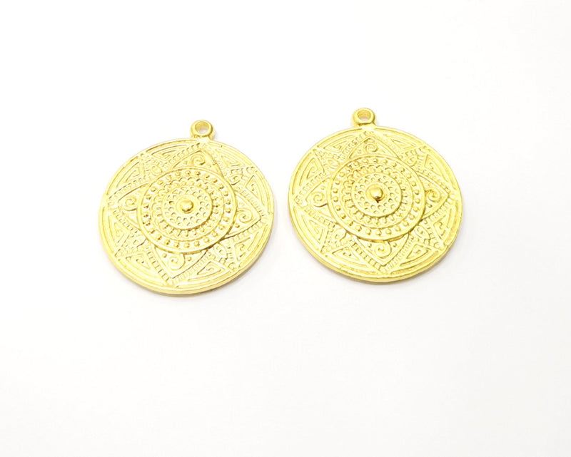 2 Gold Charms Gold Plated Charms  (24mm)  G17151