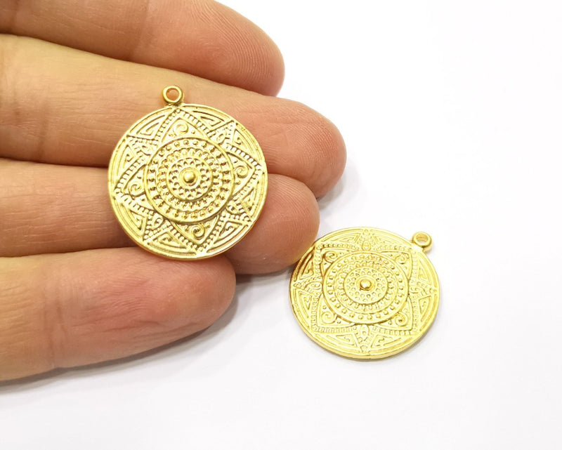 2 Gold Charms Gold Plated Charms  (24mm)  G17151