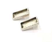Earring Blank Backs Silver Base Setting Hammered Resin Blank Cabochon Base inlay Mounting Antique Silver Plated (25x10mm) 1 Pair G17159