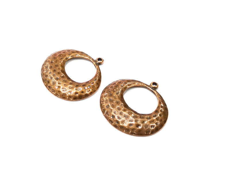 2 Hammered Copper Charm Antique Copper Charm (29mm) G17168