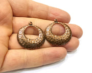 2 Hammered Copper Charm Antique Copper Charm (29mm) G17168
