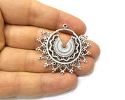 2 Silver Charms Antique Silver Plated Charms (43x40mm)  G17181