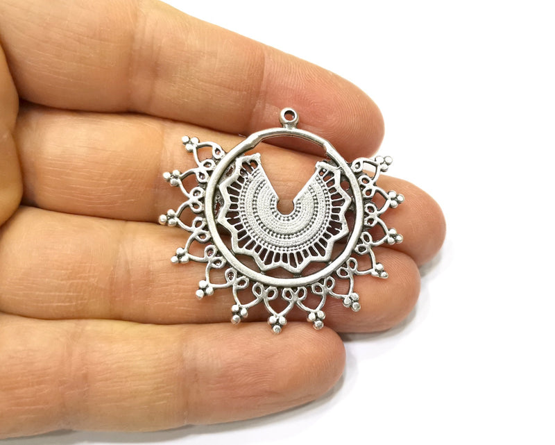 2 Silver Charms Antique Silver Plated Charms (43x40mm)  G17181