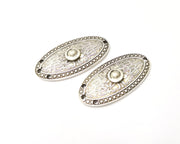 2 Silver Charms Antique Silver Plated Charms (45x28mm)  G17183