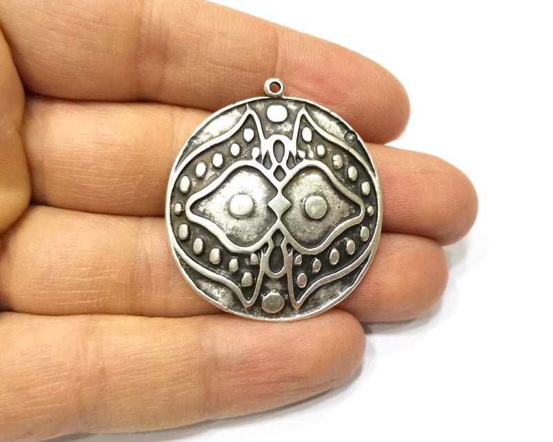 2 Silver Charms Antique Silver Plated Charms (37mm)  G17184