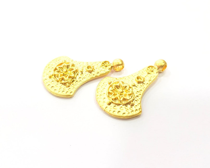 4 Gold Charms Gold Plated Charms  (27x16mm)  G16363