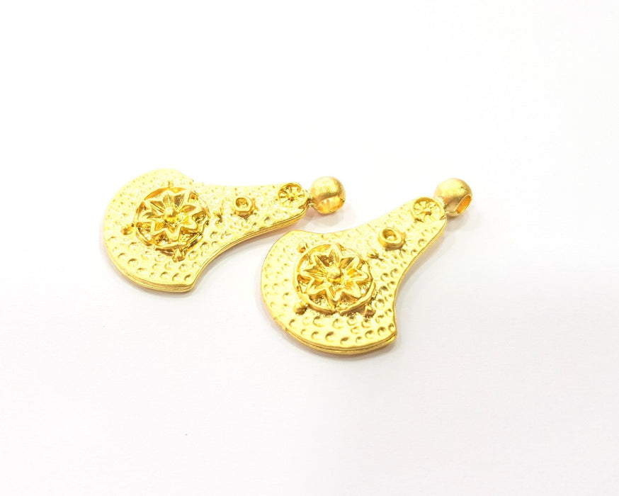 4 Gold Charms Gold Plated Charms  (27x16mm)  G16363